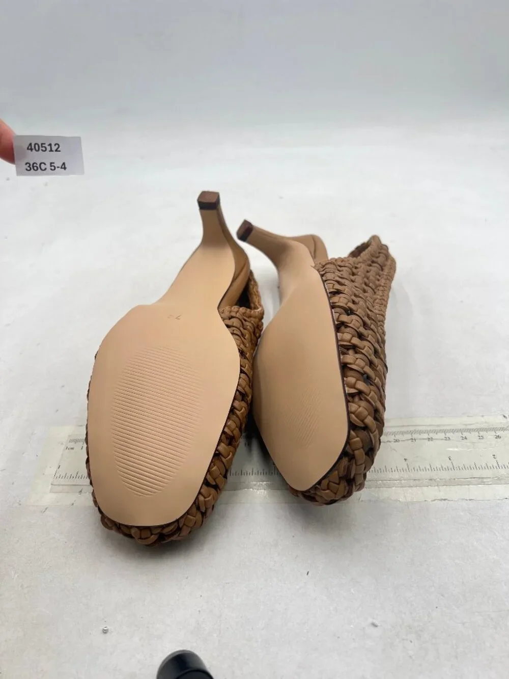 Brown Women's Slingback Strap Square Toe Pump Slip On Kitten Heels Woven Sandals